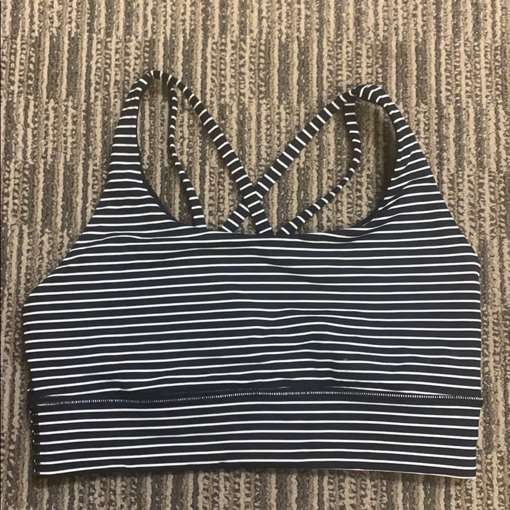 Lululemon Athletica Black and White Striped Sports Bra